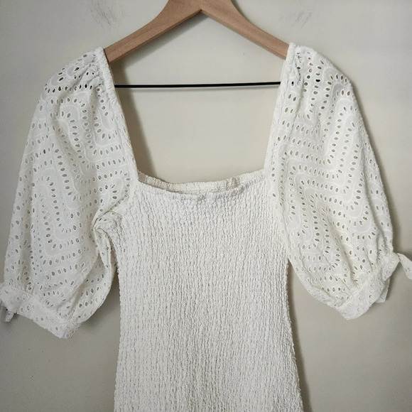 Lovers and Friends | Kathleen Smocked Eyelet Ruffle Mini Dress - Size L - Picture 8 of 11